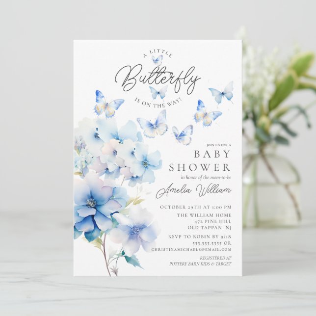 Whimsical Butterflies Baby Shower Invitation (Standing Front)