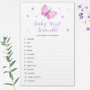 Whimsical Butterflies Baby Shower Word Game