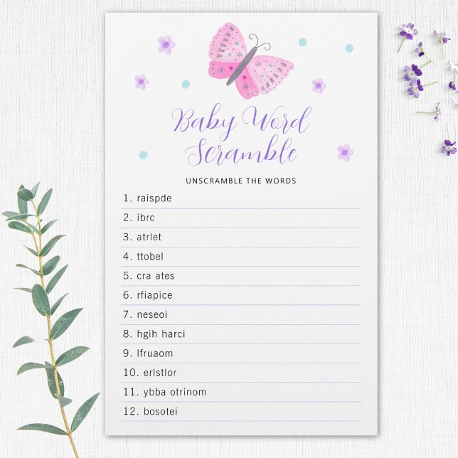 Whimsical Butterflies Baby Shower Word Game (Creator Uploaded)
