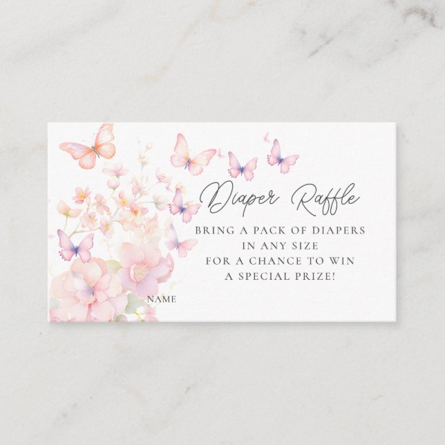 Whimsical Butterflies Diaper Raffle Enclosure Card (Front)