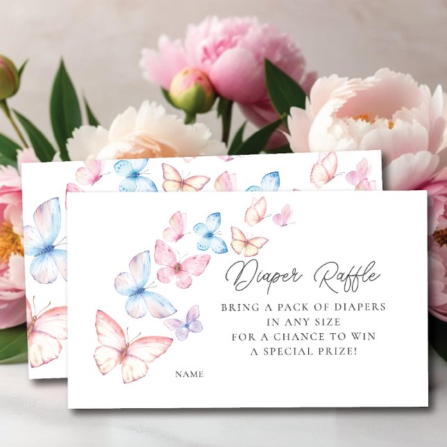 Whimsical Butterflies Diaper Raffle Enclosure Card (Creator Uploaded)