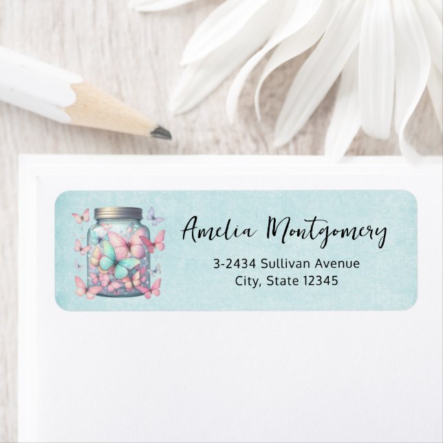 Whimsical Butterflies in a Jar - Address (Insitu)