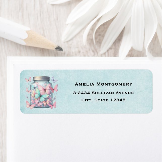 Whimsical Butterflies in a Jar - Address (Insitu)