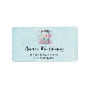 Whimsical Butterflies in a Jar Address Label