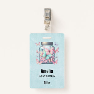 Whimsical Butterflies in a Jar ID Badge