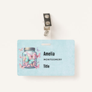 Whimsical Butterflies in a Jar ID Badge
