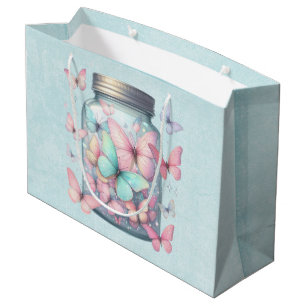 Whimsical Butterflies in a Jar Large Gift Bag