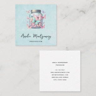 Whimsical Butterflies in a Jar Square Business Card