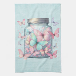 Whimsical Butterflies in a Jar Tea Towel