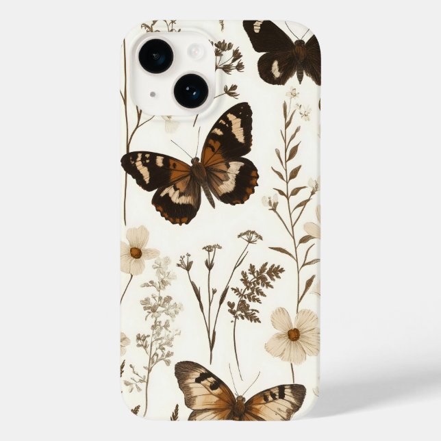  Whimsical Butterfly and Flower Pattern Case-Mate iPhone Case (Back)