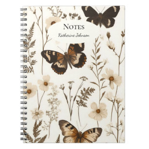 Whimsical Butterfly and Flower Pattern Notebook