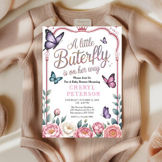 Whimsical Butterfly Baby Shower Invitation