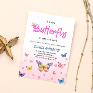 Whimsical Butterfly Baby Shower Invitation for Gir
