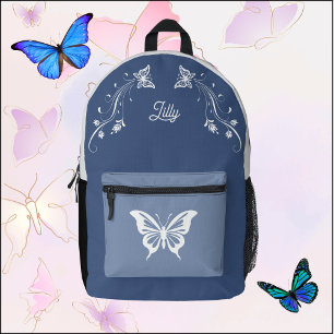 Whimsical Butterfly Backpack Blue & White Backpack