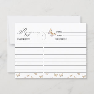 Whimsical Butterfly Bridal Shower Recipe Card
