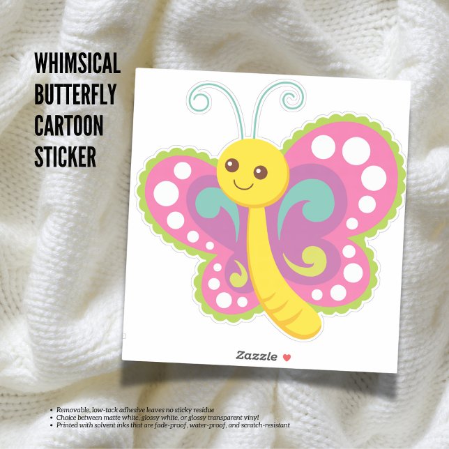  Whimsical Butterfly Cartoon Sticker (The Butterfly Studio
Whimsical Butterfly Cartoon Sticker)