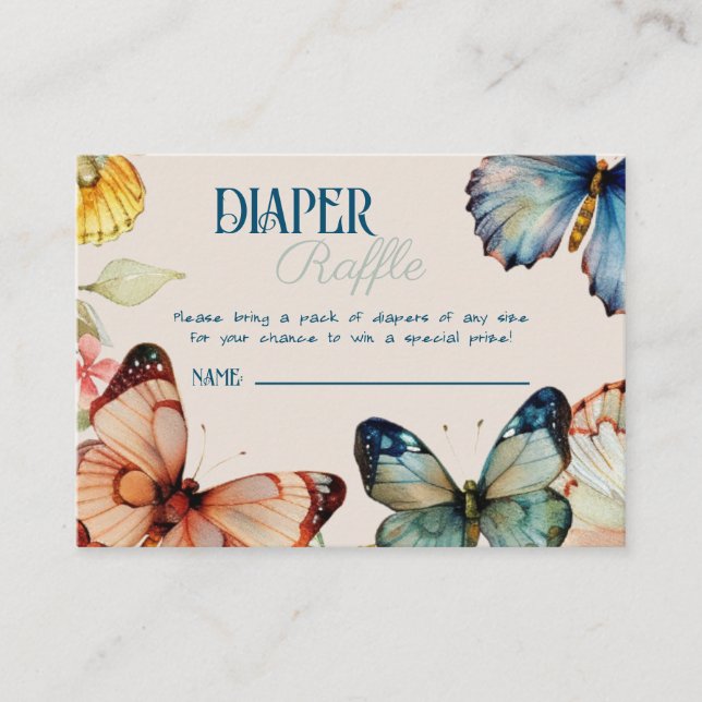 Whimsical Butterfly Fairytale Diaper Raffle  Enclosure Card (Front)