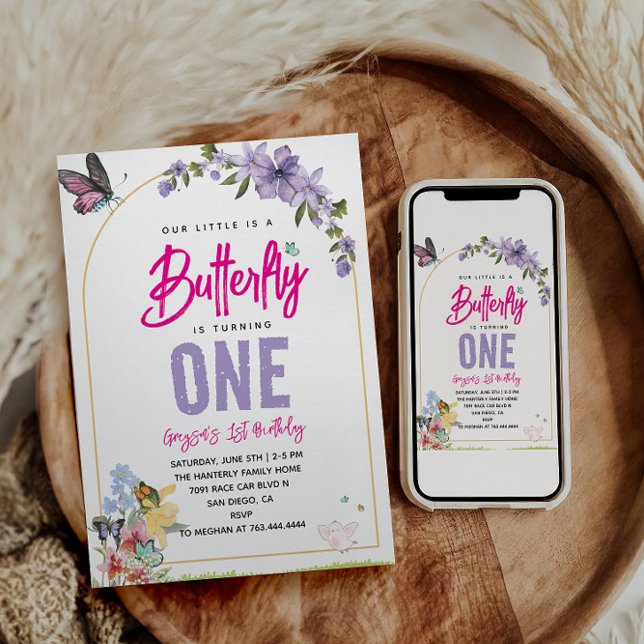 Whimsical Butterfly Garden 1st Birthday Invitation (Creator Uploaded)
