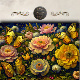 Whimsical Butterfly Garden Decoupage Tissue Paper