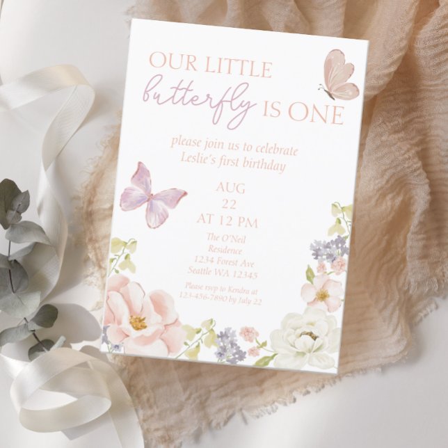 Whimsical Butterfly Garden First Birthday Invitation (Creator Uploaded)