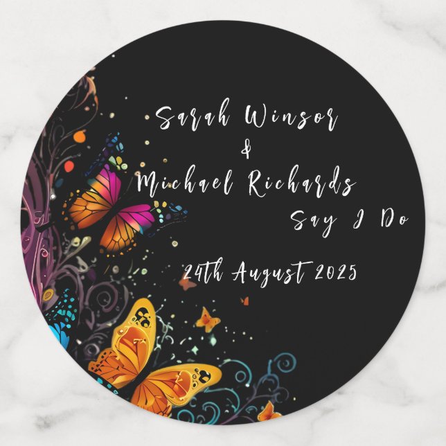 Whimsical Butterfly Garden Lapel Pin Confetti (Large Back)