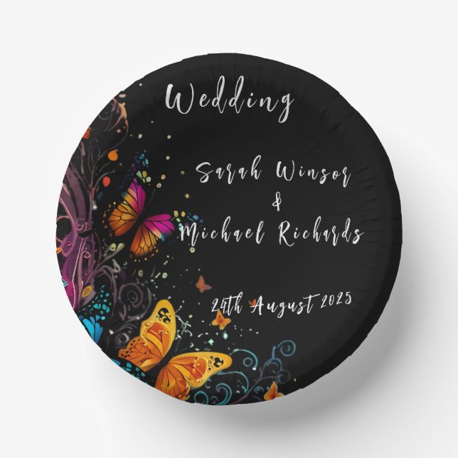 Whimsical Butterfly Garden Postcard Paper Plate (Front)