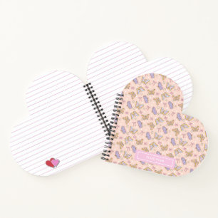 Whimsical Butterfly Girl Personalised Heartshape Notebook