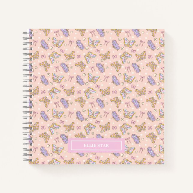 Whimsical Butterfly Girl Personalised Notebook (Front)
