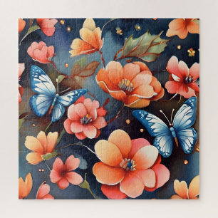 Whimsical Butterfly Illustration Unique Jigsaw Puzzle