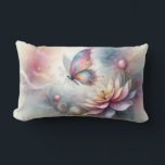 Whimsical Butterfly Pillow<br><div class="desc">Immerse yourself in a peaceful, imaginative world with our alluring throw pillows, featuring an exquisitely large butterfly. The wings, rendered in calming hues of pink, lavender, sky blue, and gentle yellow, gracefully land on a whimsical flower. Set against a vibrant, white canvas, the pillow reveals petals in a tender clasp,...</div>