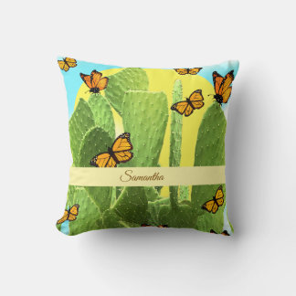 Whimsical Cactus And Butterflies Cushion