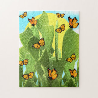Whimsical Cactus And Butterflies Jigsaw Puzzle