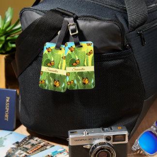 Whimsical Cactus And Butterflies Luggage Tag