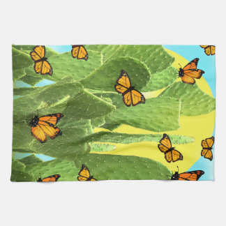 Whimsical Cactus And Butterflies Tea Towel