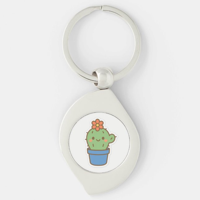Whimsical Cactus Key Ring (Front)