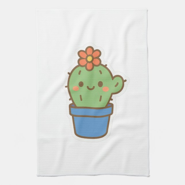 Whimsical Cactus Tea Towel (Vertical)