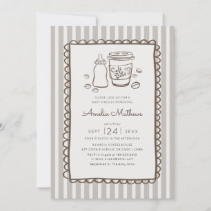 Whimsical Cafe Bebe Stripes Baby Shower Invitation
