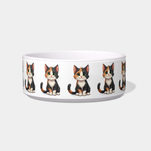 Whimsical Calico Kitten with Cattitude Bowl