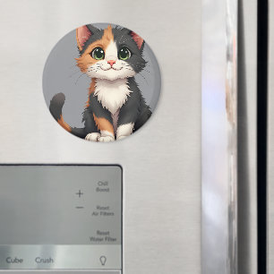 Whimsical Calico Kitten with Cattitude Magnet