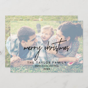 Whimsical Calligraphy 2 Faded Photos Christmas Holiday Card