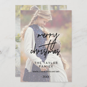 Whimsical Calligraphy 2 Faded Photos Christmas Holiday Card