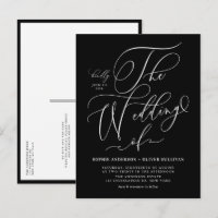 Whimsical Calligraphy Black Wedding QR Code