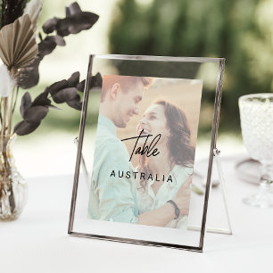 Whimsical Calligraphy Faded Photo Country Table Number