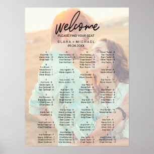 Whimsical Calligraphy Faded Photo Seating Chart