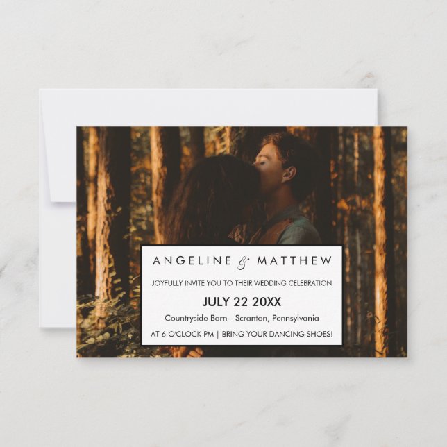 Whimsical Calligraphy | Faded Photo The Wedding Of Invitation (Front)