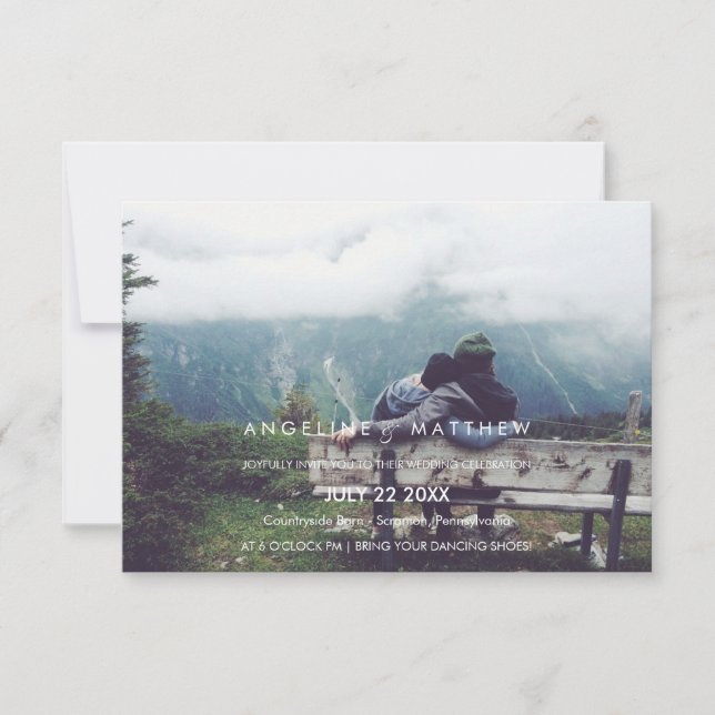 Whimsical Calligraphy | Faded Photo The Wedding Of Invitation (Front)