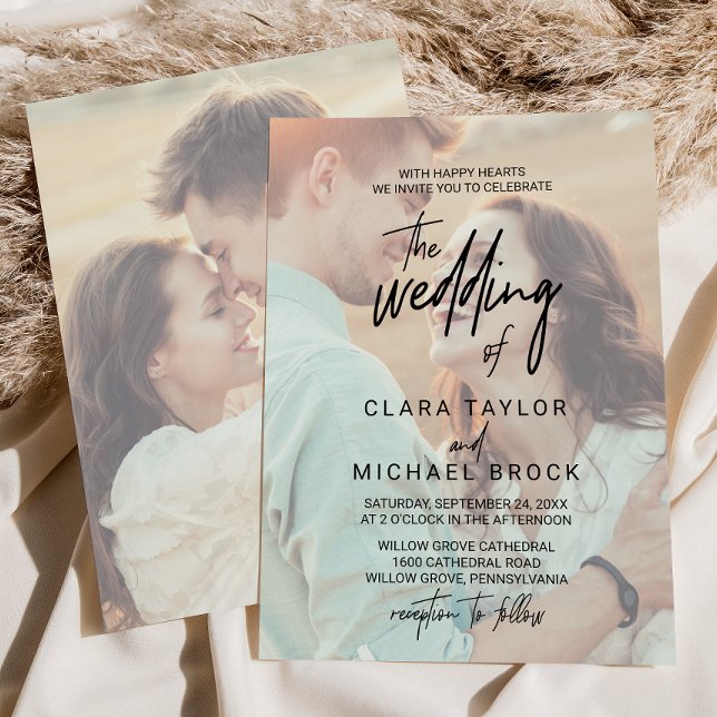 Whimsical Calligraphy | Faded Photo The Wedding Of Invitation (Creator Uploaded)
