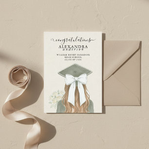 Whimsical Calligraphy Graduation Bow Photo Announcement