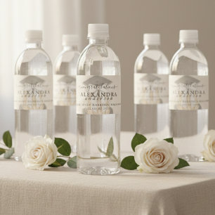 Whimsical Calligraphy Graduation Bow Water Bottle Label