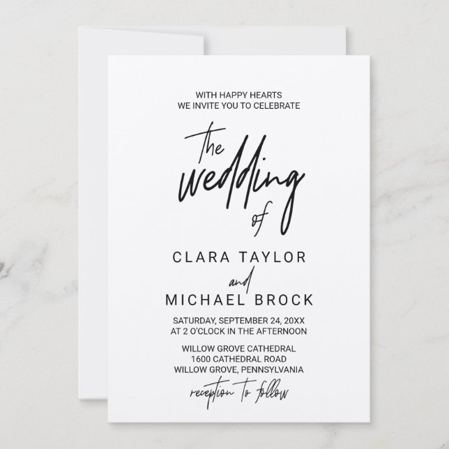 Whimsical Calligraphy Kraft The Wedding Of Invitation (Front)